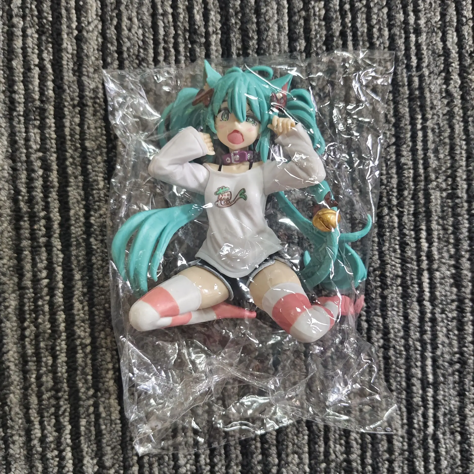 Hatsune Miku Desktop Cute Action Figure 11cm Neko T-Shirt Ver. Anime beeldje Kawaii meisje model speelgoed cadeau