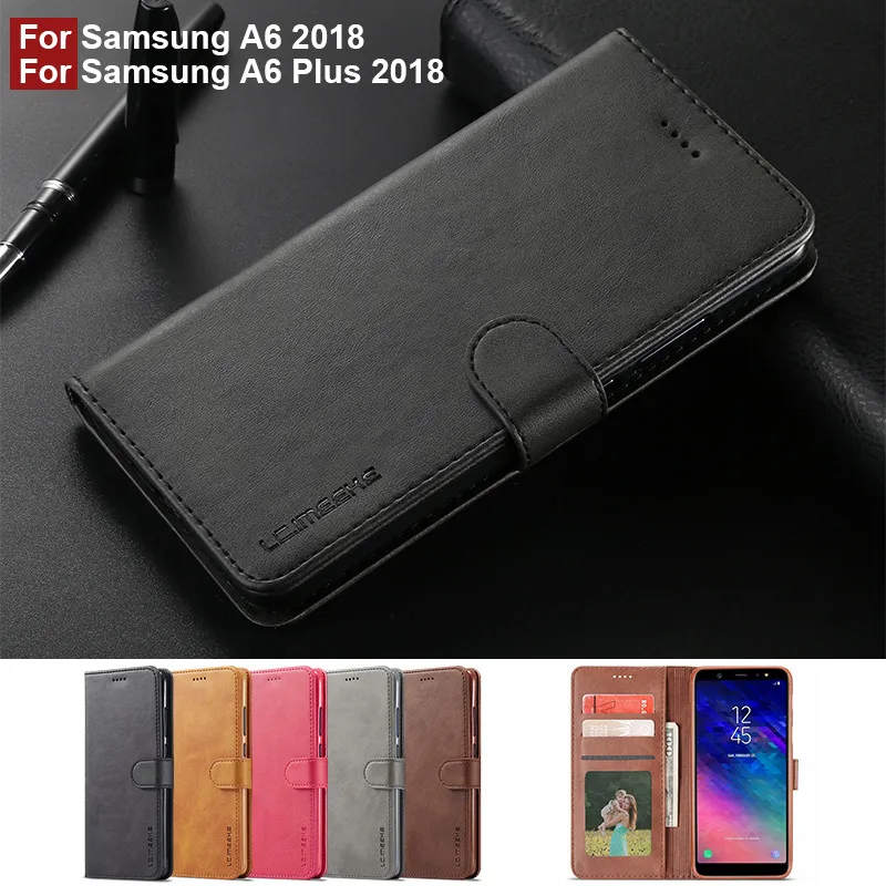 For Samsung A6 Plus Case Leather Vintage Wallet Cover Hoesjes Samsung Galaxy A6 2018 Case Flip Phone Cases For Smasung A6 2018