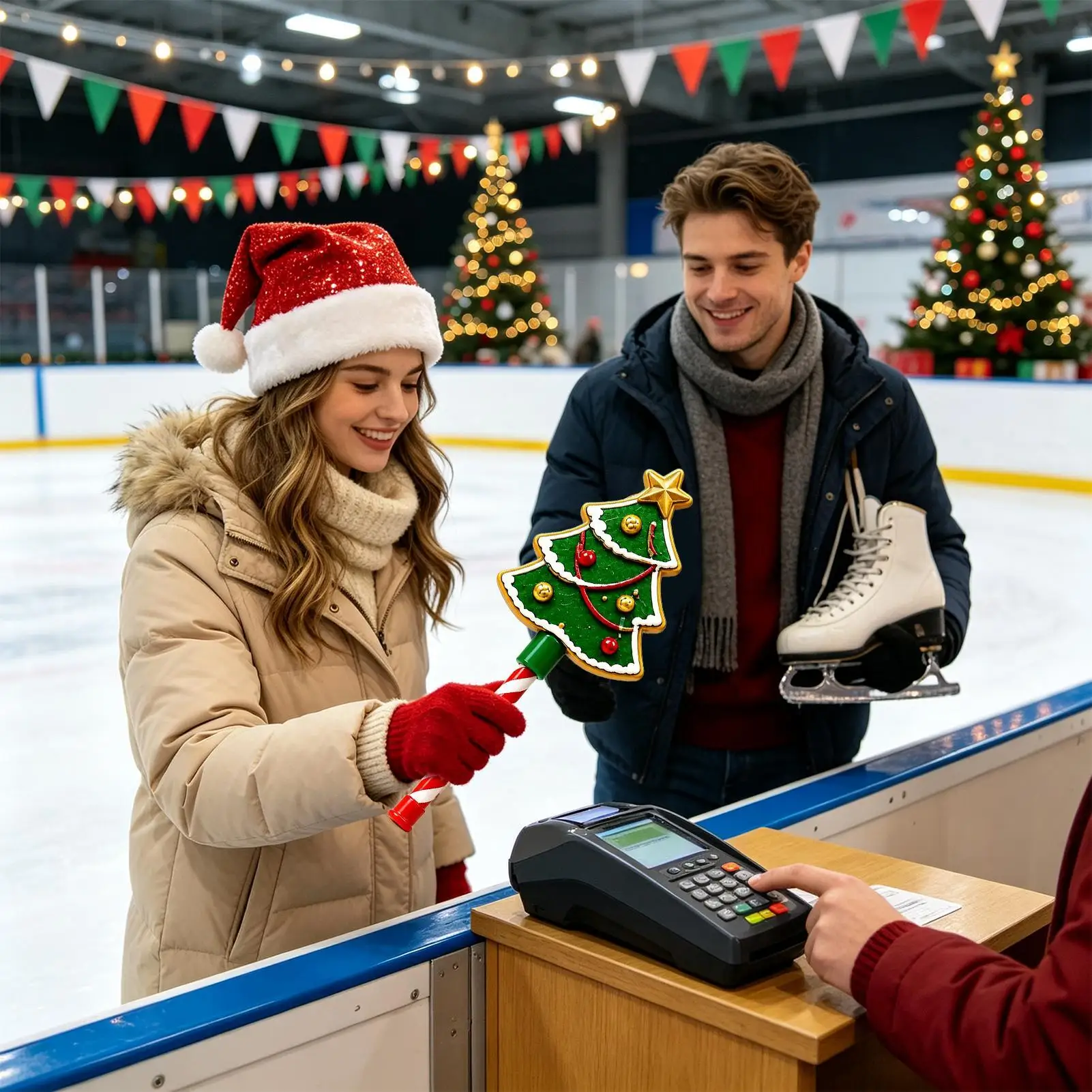 Tap Wand Credit Card Christmas Santa Snowflake Contactless Payment Holiday Tap To Pay Card Wand For Outdoor Shopping Mall Market