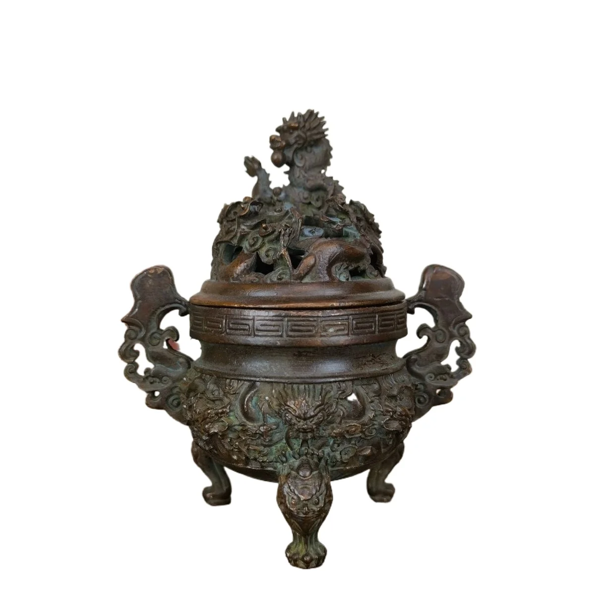 

Antique Decorative Nine Dragon Alchemy Furnace Playing with Pearls Tea Ceremony Ornament Home Accessories