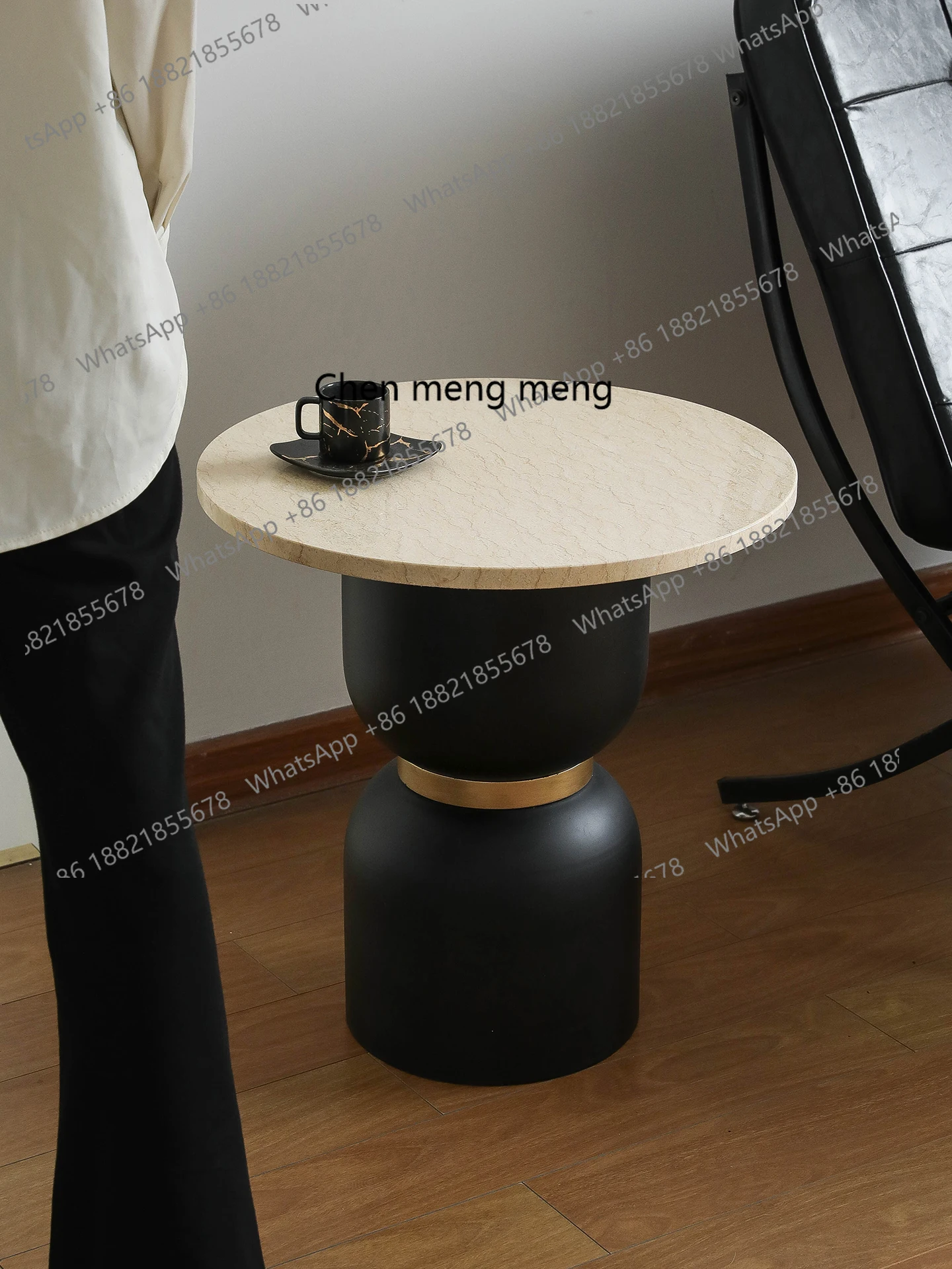 High-end French natural marble coffee table, living room sofa corner, light luxury decorative edge table