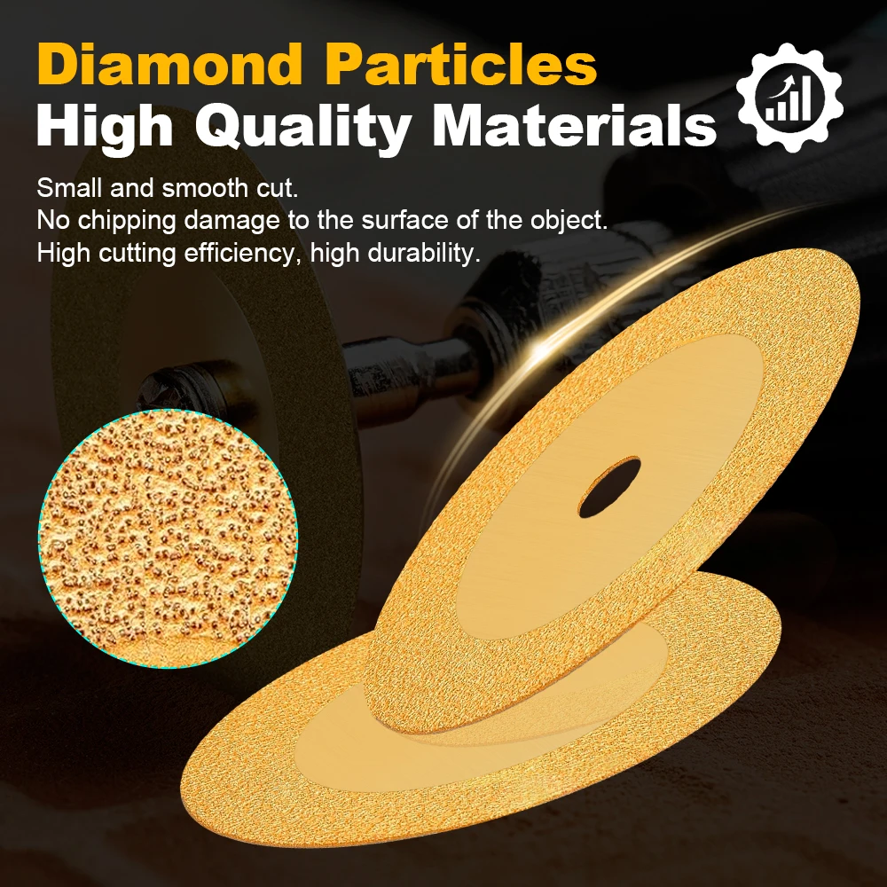 XCAN 5pcs Diamond Cutting Disc Set TiN Coated Circular Saw Blade for Rotary Tools Cutting Gemstone Glass Ceramic 20/30/40/50mm view 2