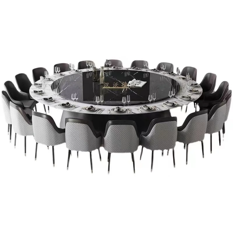 custom.Hotel Dining Table Large Round Marble Table Marble 20-person Restaurant Club Restaurant Round Modern Dinin view 6