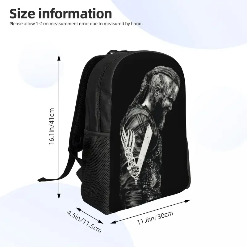 Custom  Ragnar Lothbrok Vikings Backpacks Viking Hero Warrior College School Travel Bags Men Women Bookbag Fits 15 Inch Laptop