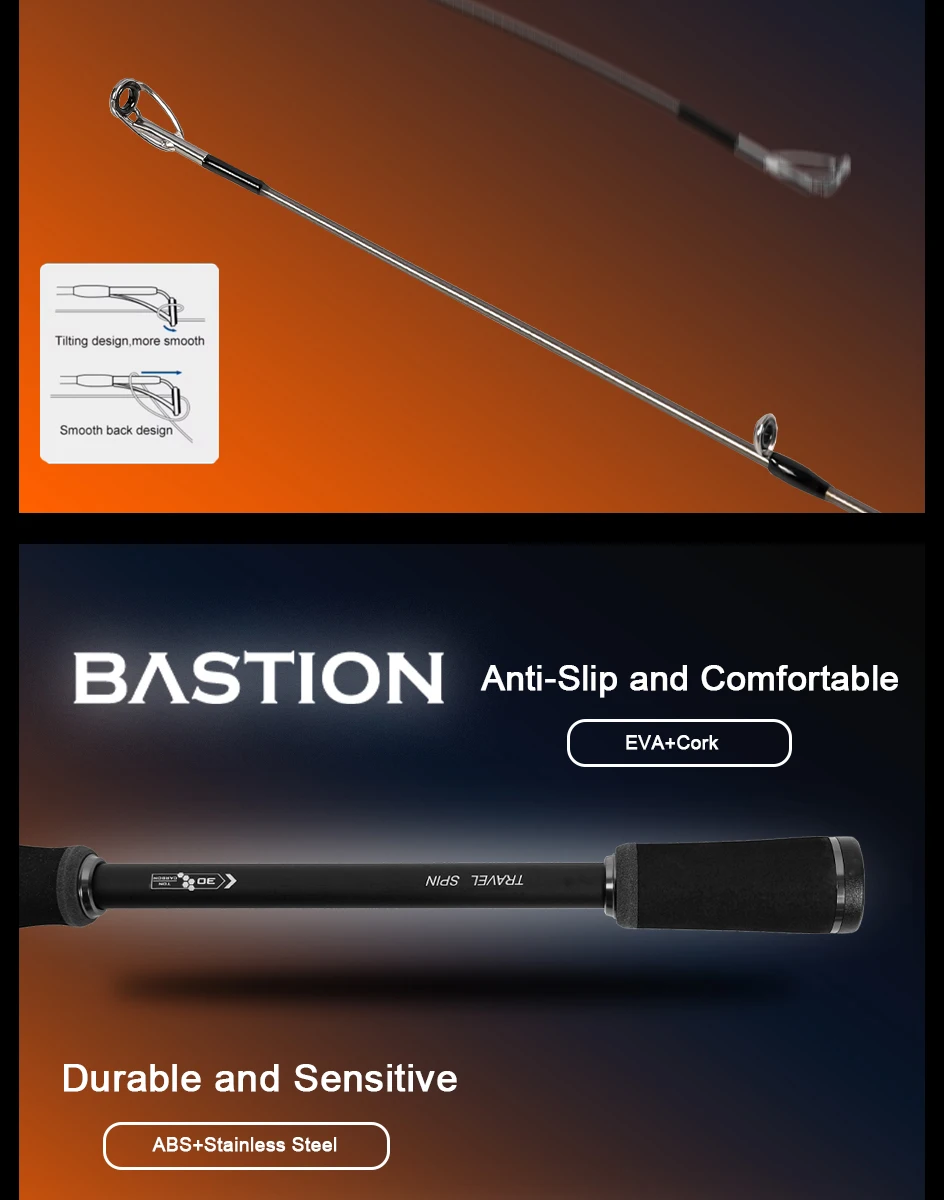 MIFINE BASTION Spinnrute 5/6 Segmente 30T 3-12g/4-15g/5-25g/7-28g/8-35g/10-42g Rockfishing-Ruten F für Süß- und Salzwasser – Detail 9