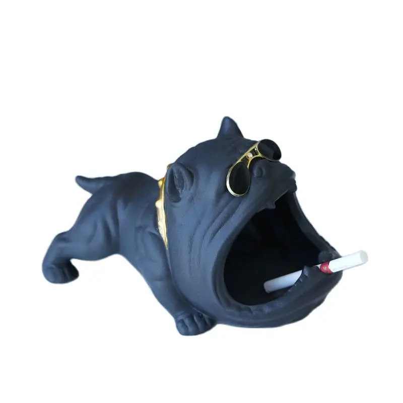 Fashion Ashtray Ceramic Cartoon Big Mouth Dog Anti-Ash Creative Key Card Storage Tank Office Home Living Room  Decoration Gift