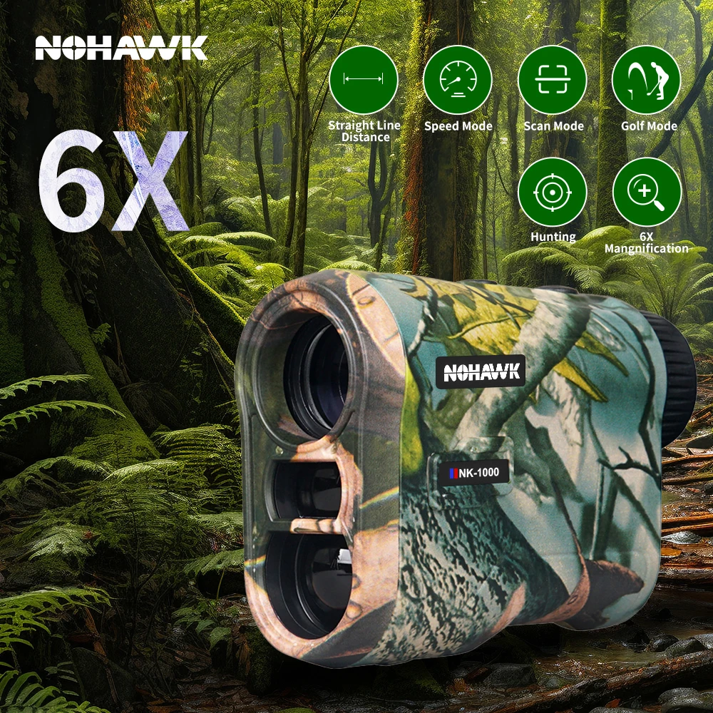 Nohawk Multifunctional 1000m Laser Rangefinder Monocular For Golf, Outdoor Observation, USB-C Charge Range Finder for Hunting