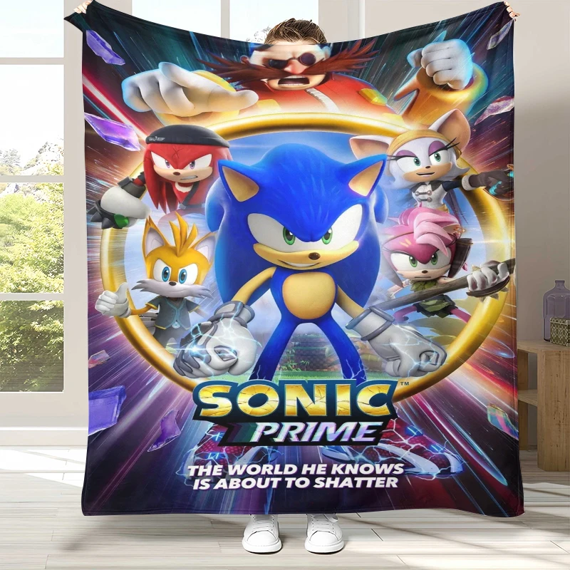 Retro S-Sonic Cartoon Game Flannel Blanket,Ultra Soft Warm Plush Throw for Home Bedroom Bed Sofa Cover Camping Picnic gift