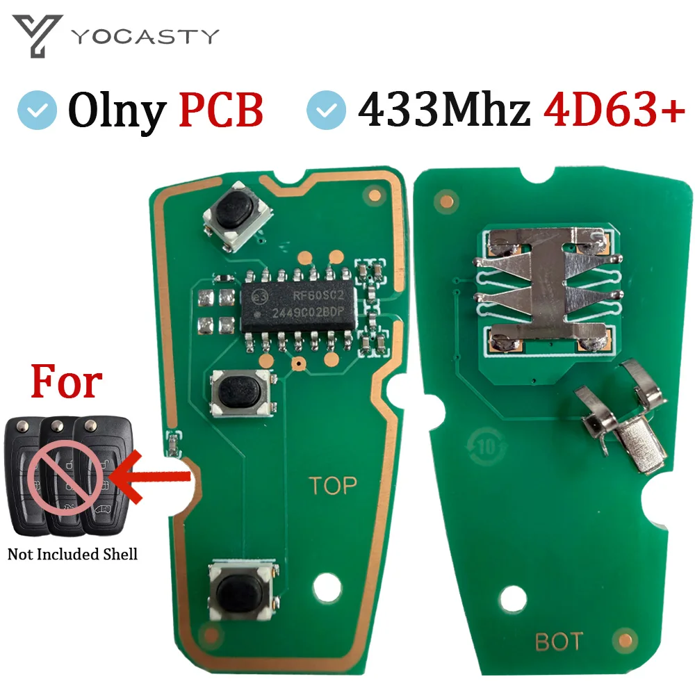 YOCASTY 4D63+ 434MHz FSK Remote Car Key PCB For Ford Ranger Focus Mondeo 2011 2012 2014 2015 5WK50165 5WK50166 AB39-15K601-DA