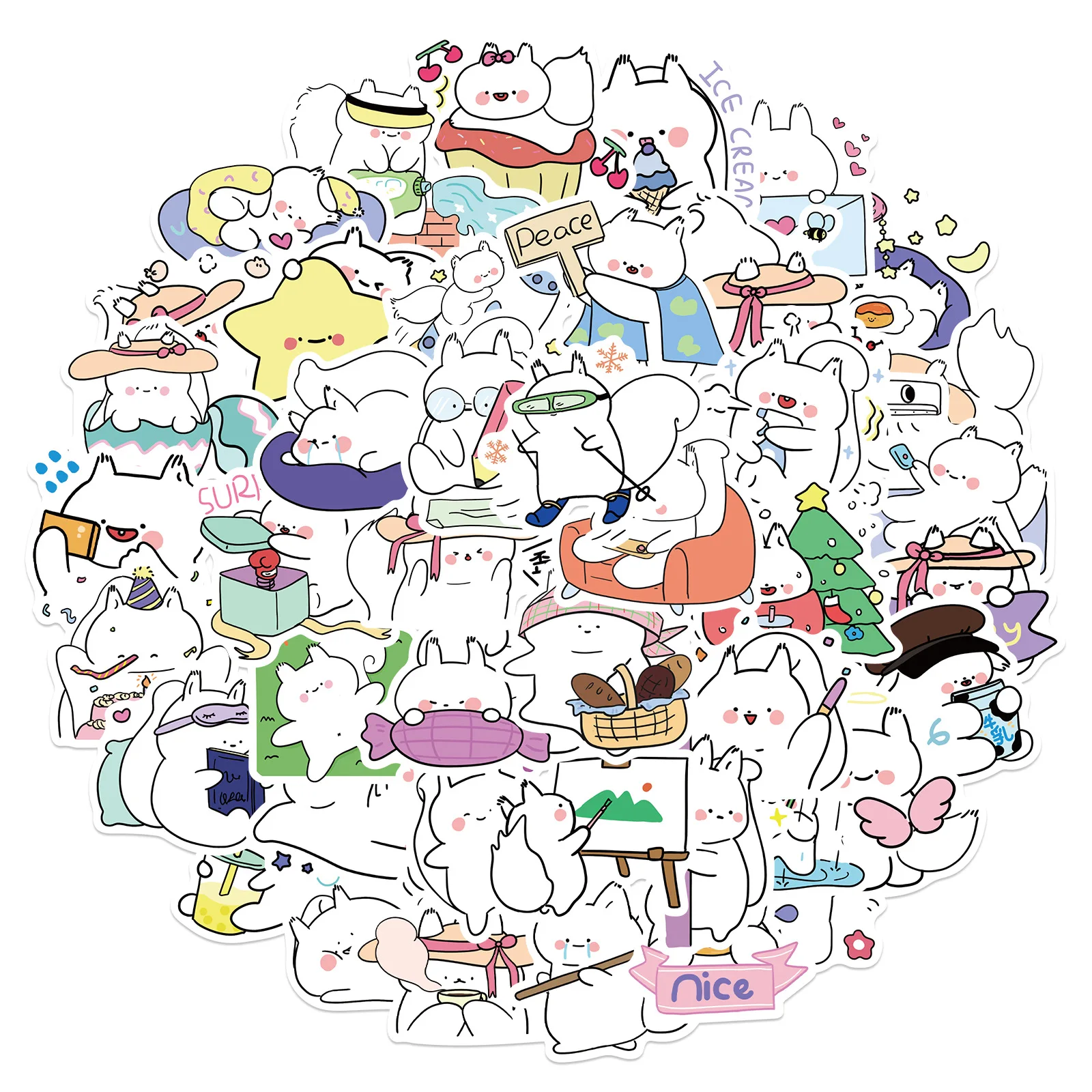 

10/30/50pcs Baby Squirrel Cartoon Sticker Animal Cute Stickers Kids Toys Laptop Diy Christmas Gift Scrapbook Decal Stickers