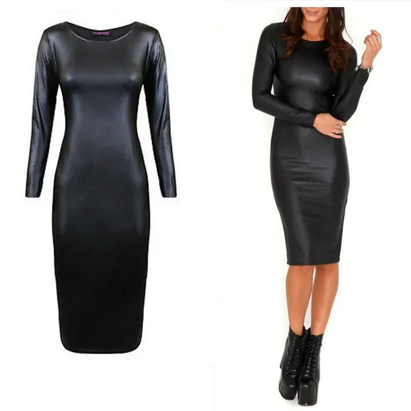 2025 Black Leather Sexy Body Suits for Women PVC Erotic Leotard Costumes Latex Bodysuit Catsuit Girls Wet Look Mini Dress