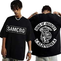 Sons of Anarchy SAMCRO Double Sided Graphic T-shirt Men Womnen Hip Hop Punk Rock Tees Short Sleeve Summer Casual Cotton T Shirts