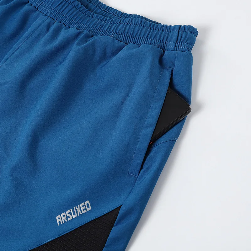 ARSUXEO-Shorts de course 2 en 1 pour hommes, bas de plage avec poche, pantalons de jogging, fitness, entraînement sportif, B208