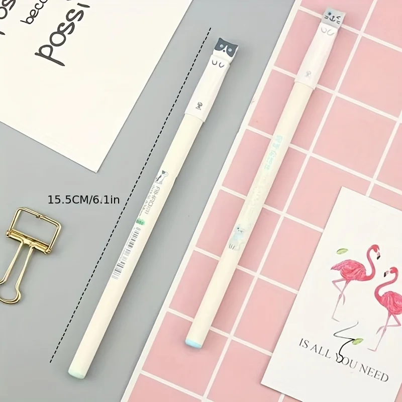 3Pcs Cute Cat 0.38mm Gender-neutral Pen for Student Stationery and Office Use. Office Accessories  Korean Stationery