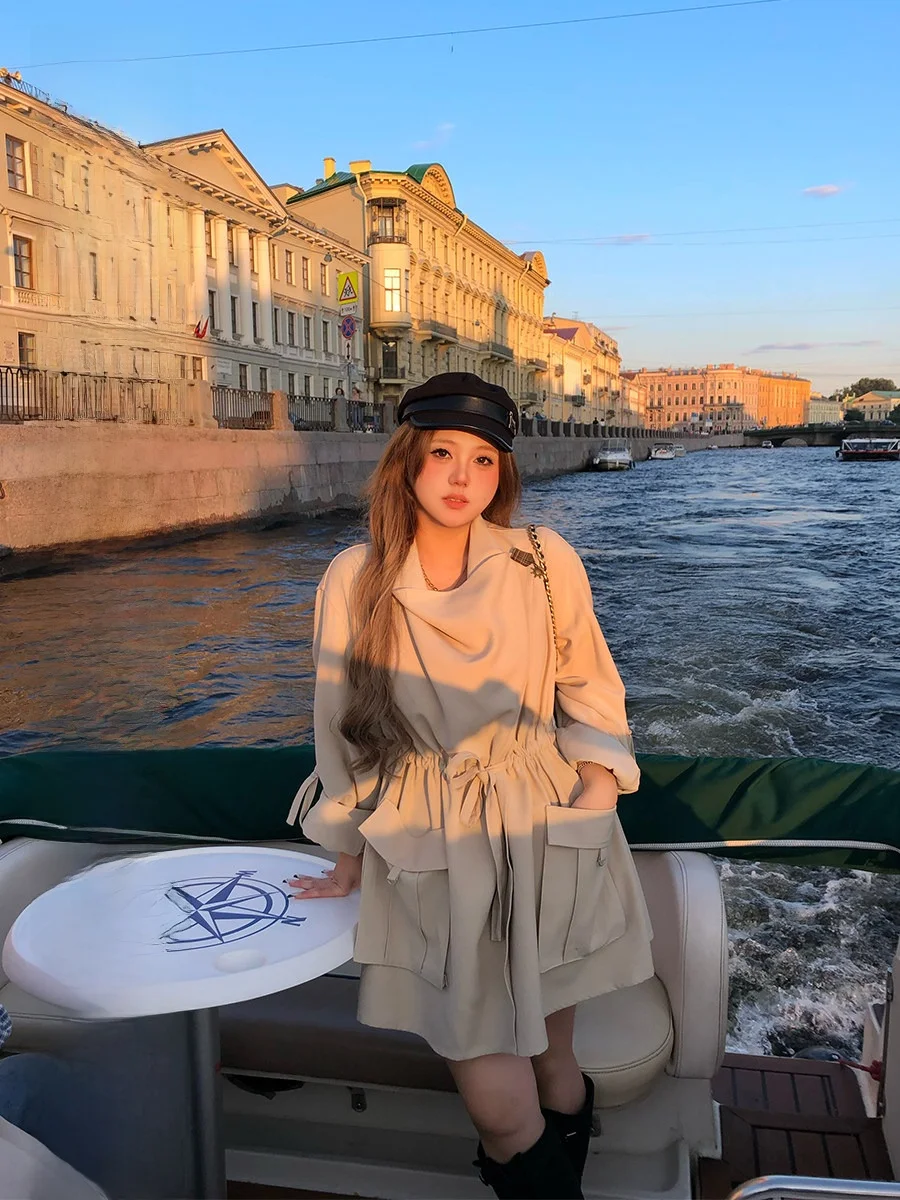 

Женская ветровка Annie Not Fire Tuscany Sun High nce Sensation больших размеров с зауженной талией, отложным воротником и двубортной застежкой