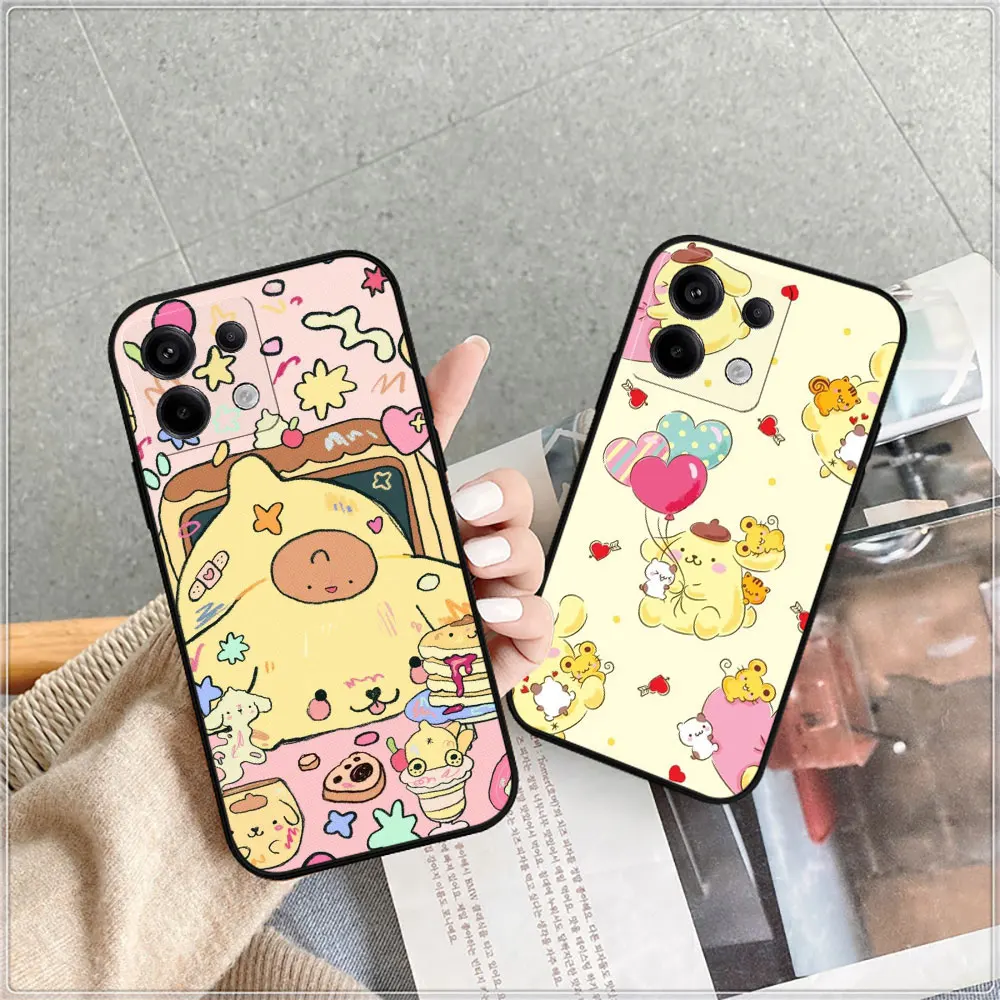 Cartoon PomPom Purin Phone Case For Redmi Note 13 12 12S 12T 11 11S 11T 11E 10 10S 10T 9 9S 9T 8 7 7S 6 5 Pro Plus Max 5G Cover