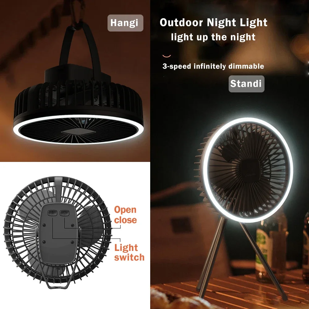 Modern Fan light Portable And Adjustable Wireless USB Electric Fan Dual Mode Use For Home Office Travel Outdoor Camping