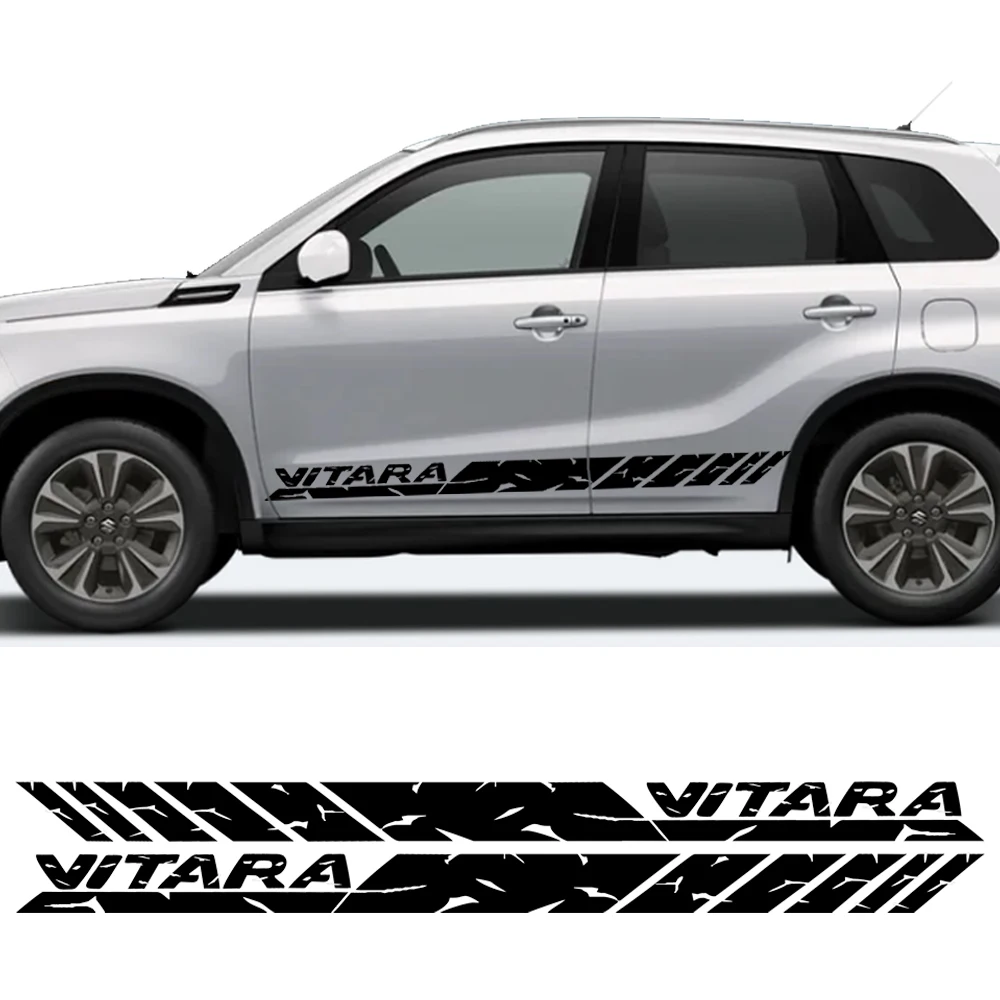 

2Pcs Car Door Side Skirt Sticker For Suzuki Vitara Auto Body Decor Stripes Graphics Vinyl Film Decal Car Styling