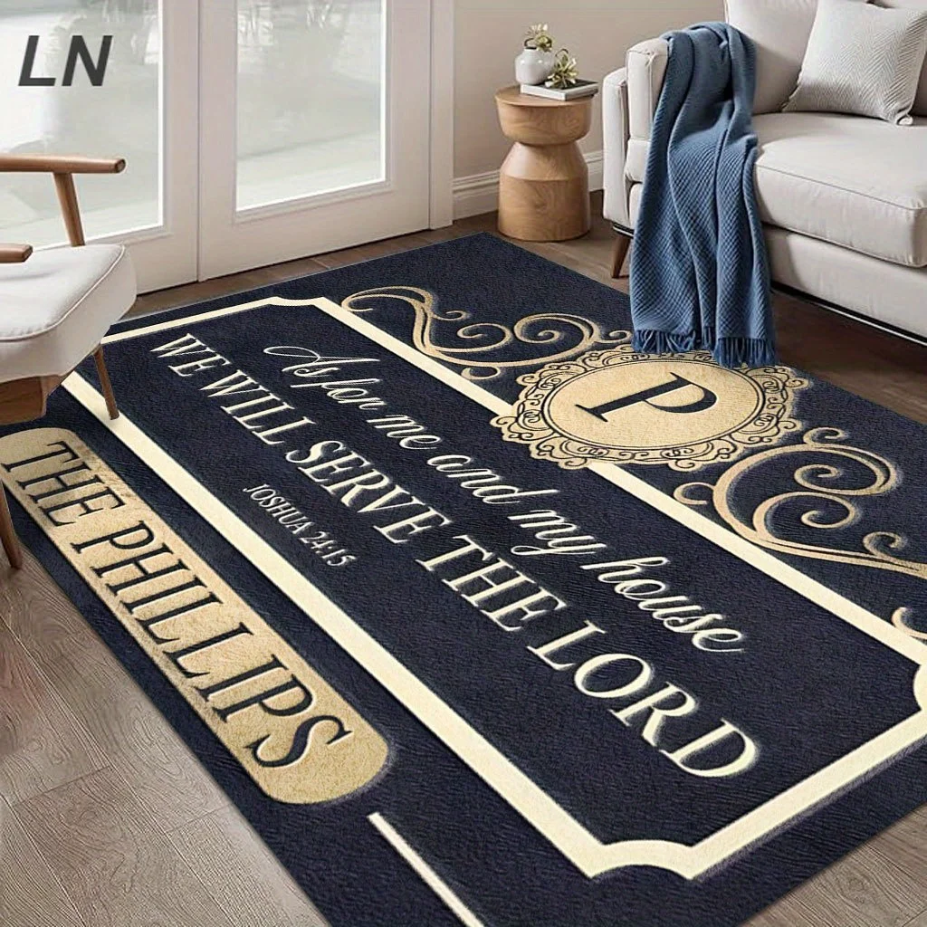 Religious Cross Carpet Bible Verse Pattern Mat Stylish Area Rug for Living Room Bedroom Home Decoration Living Room Decoration