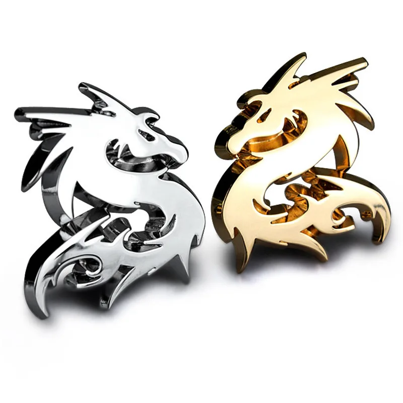 3D Metal Car Sticker Chinese Dragon Emblem Badge Fender Rear Trunk Window Hood Head Decal Zinc Alloy Auto Accessories Decoration