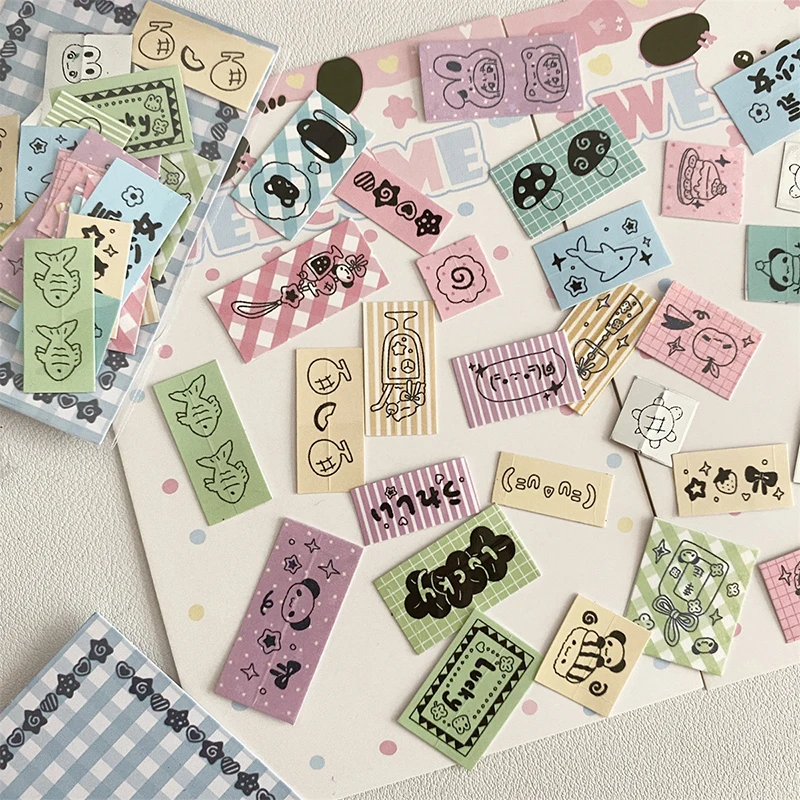 30Pcs Cartoon Cute Label Machine Sticker Journal Phone Case Decoration Small Stickers DIY Handbook Tag Card Decoration Gifts