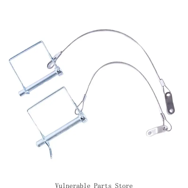 Trailer Connection Pin Set with Retaining Wire Lanyards, Spring Clip Lock, 3 Piece Metal Towing Hardware for Hookup Use