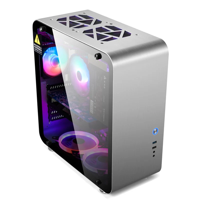 Gouden Veld Mate4 Aluminium Gehard Glas Side Penetratie Mini Computer Kleine Case Atx/Matx/Mini-Itx