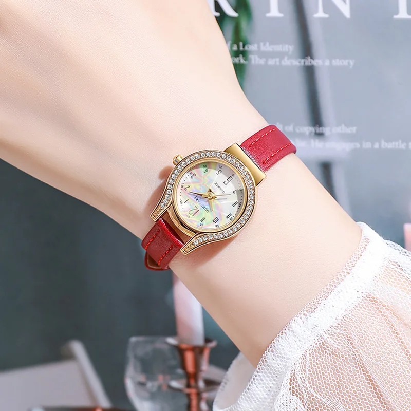 Women's Quartz Watch Casual Ladies Wristwatch Rainbow Korean Luxury Colorful Pearl Student Female Watches Daily Wear Girl Gifts