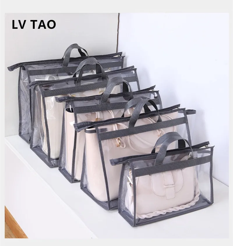 Handbag Dust Bags Clear Purse Storage Organizer For Closet Multi Functional Dustproof Zipper Hanging Handbags Storage Bag