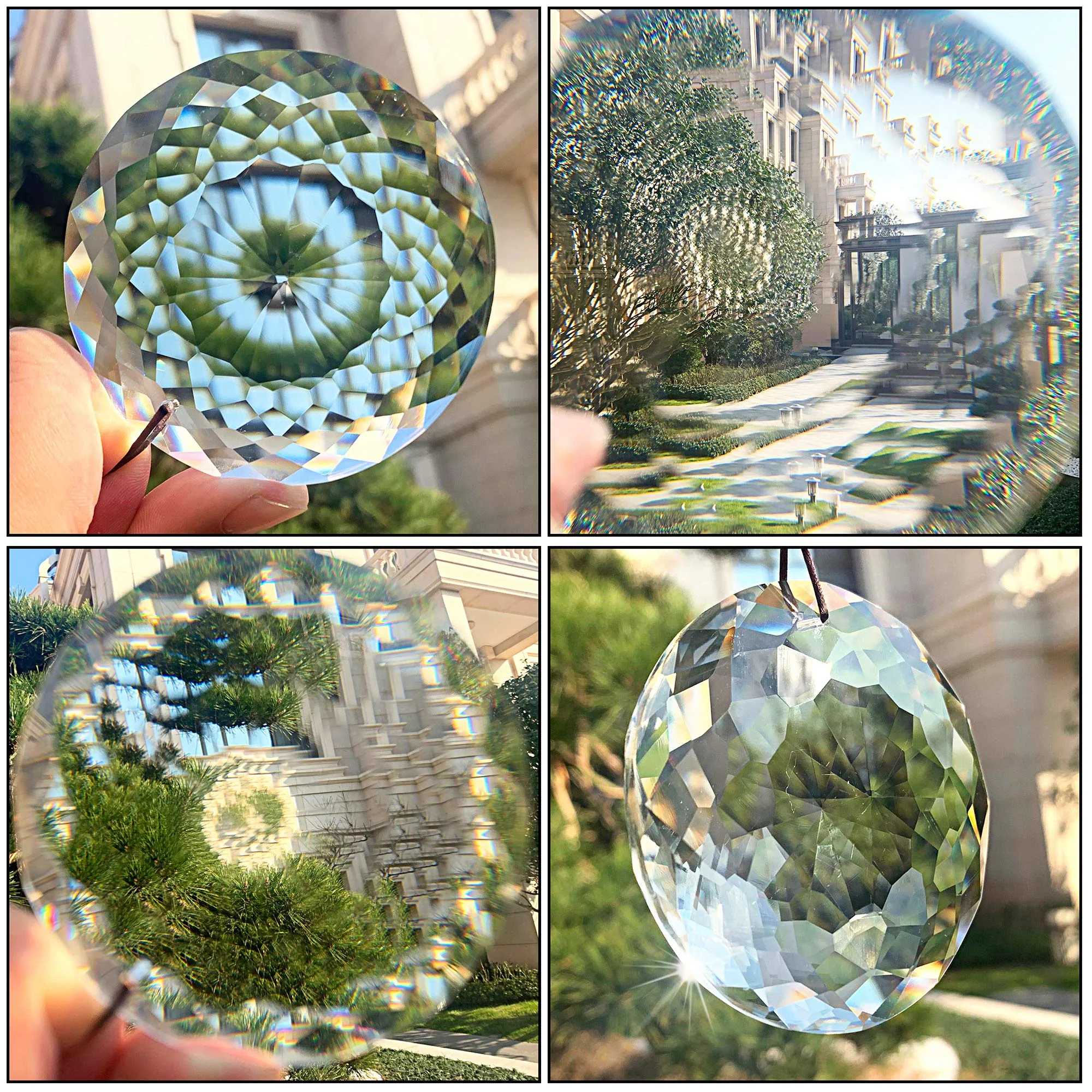 1Pc Clear Crystal Mandala Suncatchers Glass Prism Hanging Sun Catchers Rainbow Maker For Window Balcony Kitchen Garden Decor