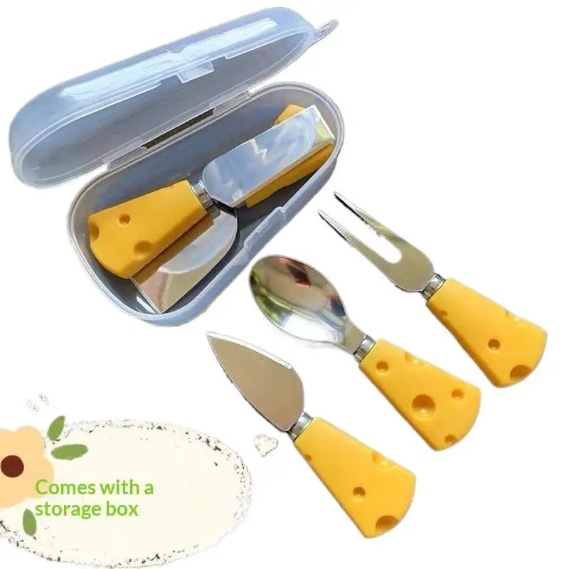 Stainless Steel Super Cute Cheese Knife With Cheese Shaped Handle Cute Breakfast With Butter Cake Bread Dessert Fork
