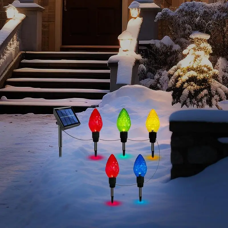 Solar Light Stakes 5X Garden Stake Lights For Pathway Solar Garden Light Long Lasting Outdoor Lighted Stake Christmas