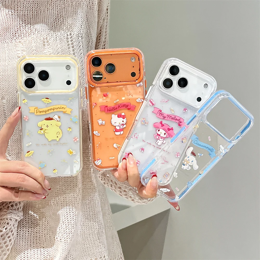 

Cute Cartoon Hellokitty Melody Phone Case for iPhone 17 Pro 15 Pro 14 13 16 Pro Max Fundas Kawaii Cartoon Protective Cover Cases
