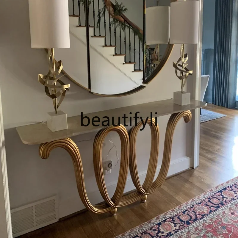FG11light luxury solid wood entrance platform household living room corridor aisle marble strip case