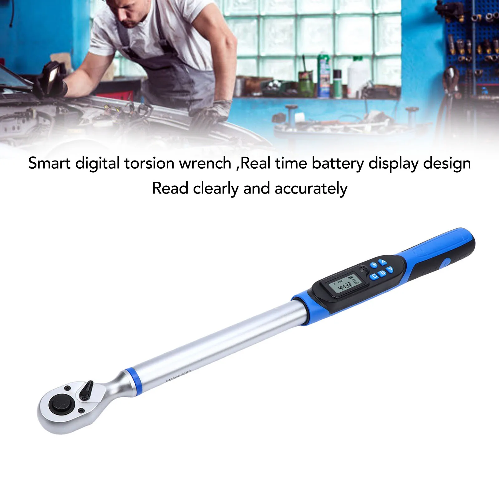 Digital Torsion Wrench LCD Display 1/2 Drive 10 to 200N.M Torsion Adjustable Electronic Wrench with Buzzer for Industrial