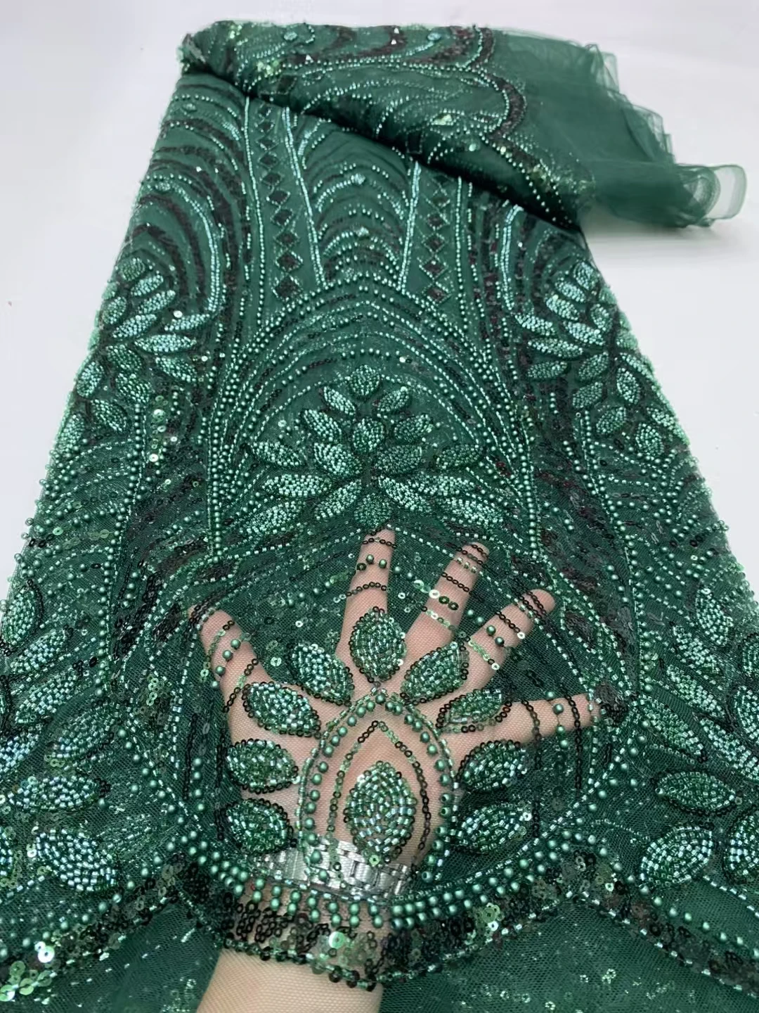 Hochwertiger afrikanischer nigerianischer Tüll-Spitzenstoff, 2025, französischer Netz-Pailletten-Perlenstoff, Nähen, Stickerei, Spitze für Kleider, 5 Yards