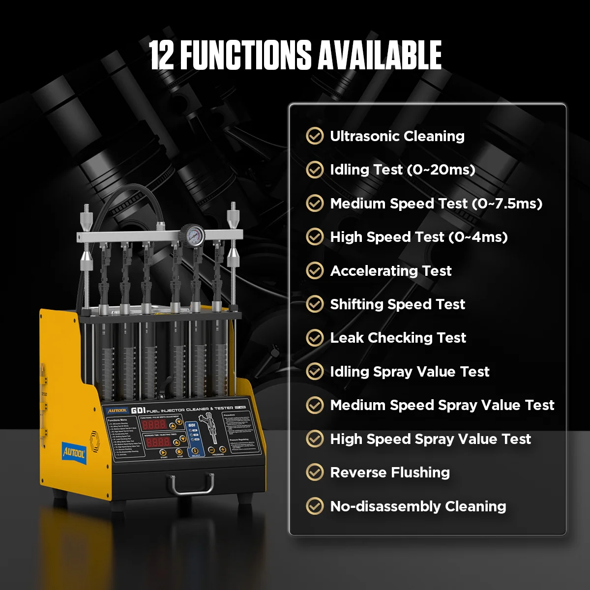 AUTOOL CT400 Fuel Injector Cleaner & Tester Machine 6 Cylinders GDI EFI FEI Piezoelectric Fuel Injectors Cleaner Tester 110-230V