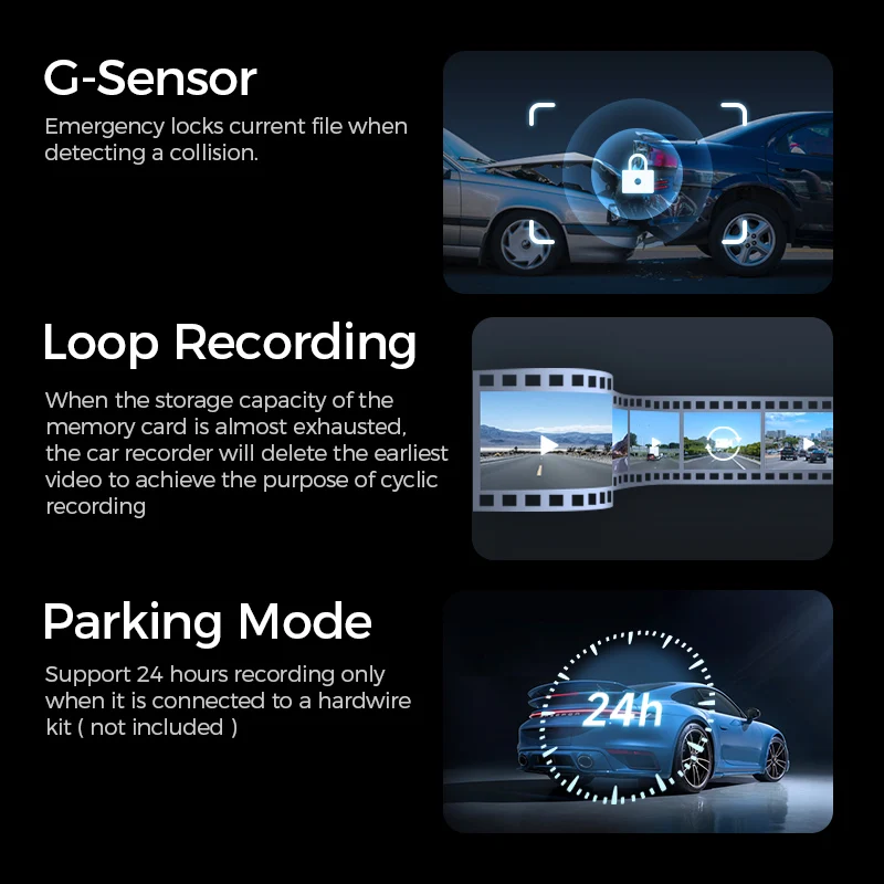 LINGDU AM100 Support Loop Recording Parking Monitoring Time Lapse  G-sensor WDR Car Camera DVR Driving Recorder DASH CAM