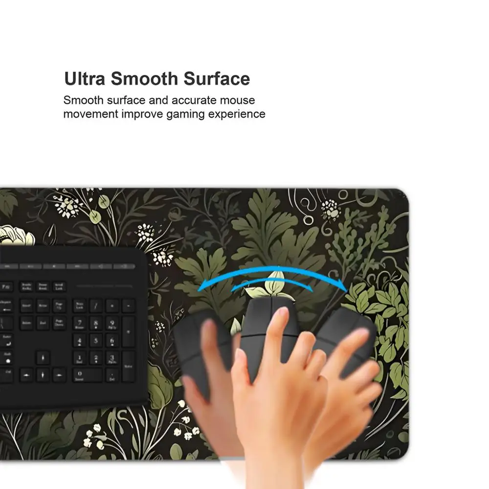 

Botanical Green Floral Plant Mouse Pad Large Desk Pad Gaming accessories Mouse Mat Stitched Edges for Office and Home HYBXAXC