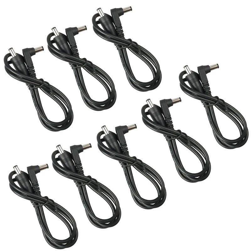 8pcs DC Cable Guitar Effect Pedal Patch Power Lead/cord 60cm Black Sizing 2.1 mm