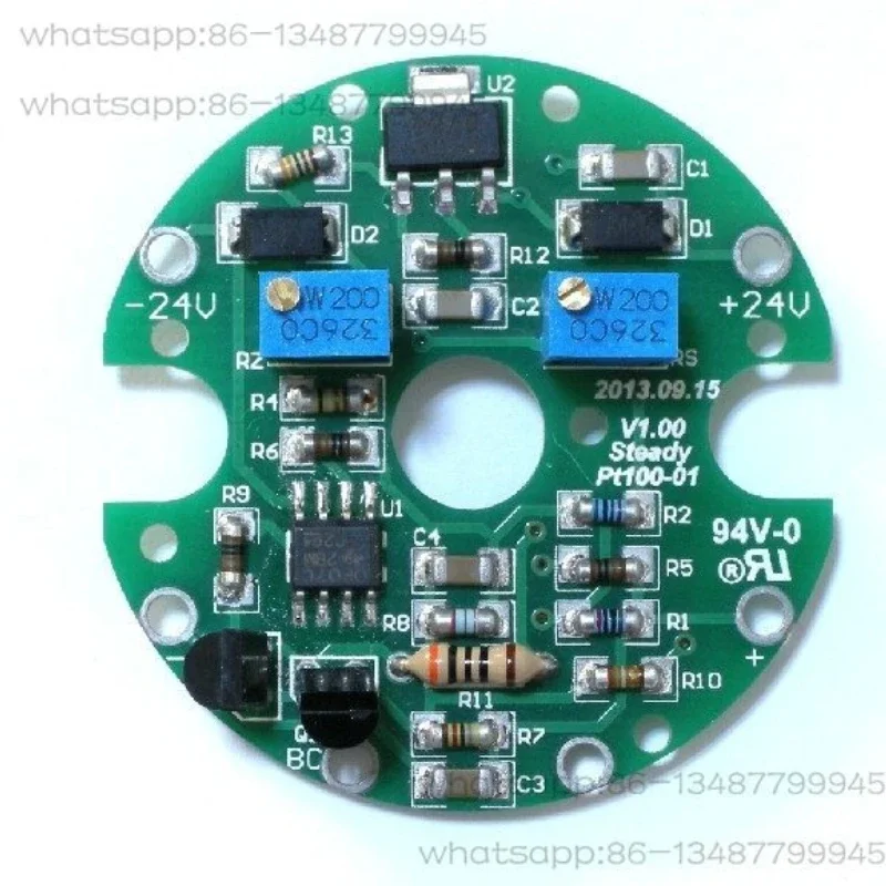 PT100 Temperature Transmitter Finished Board, Low Drift RTD Control Module with Circuit Diagram