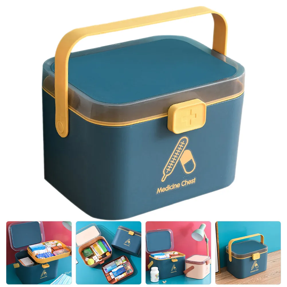 

Handled First Aid Medicine Box Large Capacity Portable Emergency Storage Case Safe Travel Home Use Storage Case