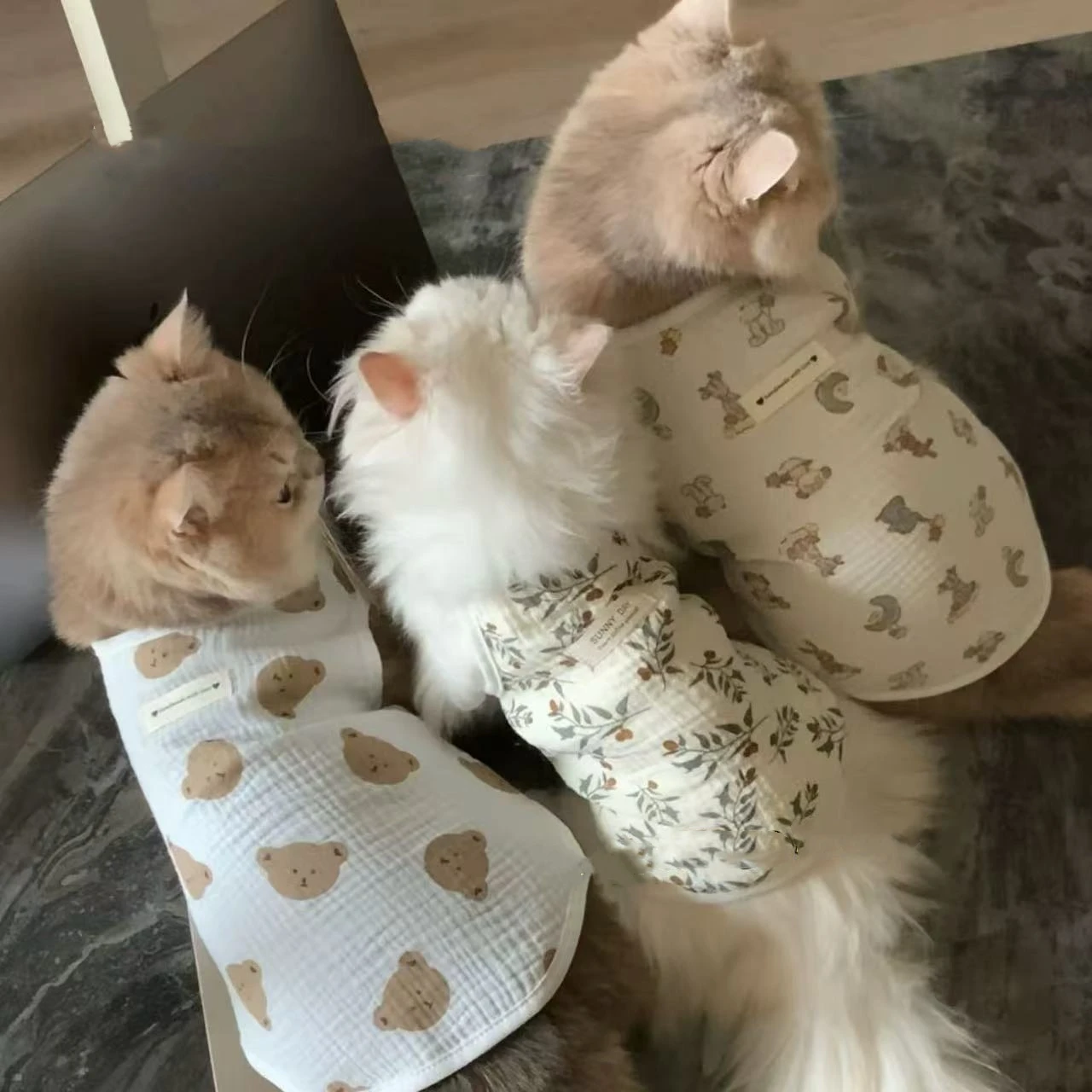 Summer Pet Cat Cotton Coat Cotton Gauze Vest Small Dog Cat Home Clothes Chinese Style Ink Painting Soft and Comfortable