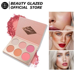 BEAUTY GLAZED 6 Colors High Pigment Soft Waterproof Cheek Rouge Powder Blusher Cruelty-Free Face Makeup Blusher