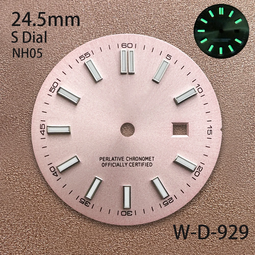 24.5mm S Logo Sunray Dial Suitable For NH05 Janpan Movement Green Luminous High Quality Ladies Watch Modification Accessories