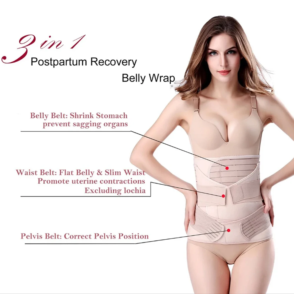 3 In 1 Postpartum Support Recovery Belt Adjustable Postpartum Recovery Support Girdle After Birth Belly Band Waist Pelvis Belt