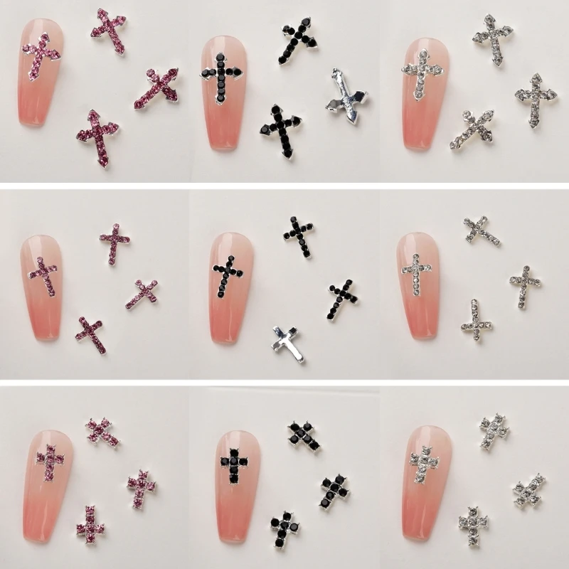 10 Stuks 3D Bedels voor Nagels Metalen Kruis 3D