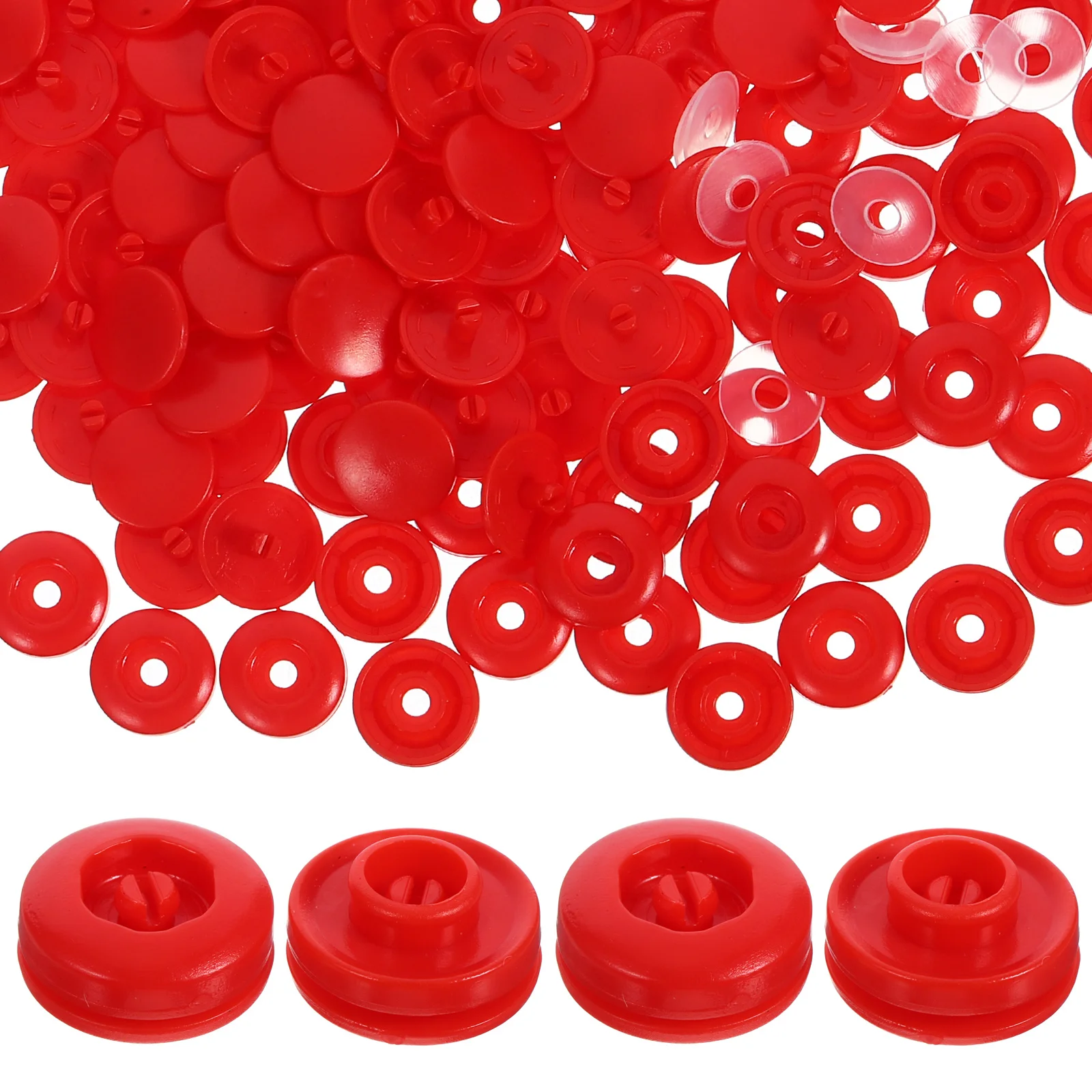

100Sets Four-in- Buttons Plastic Snap Fasteners for Clothes No-Sew Button Kit for DIY Crafting Shirt Repair