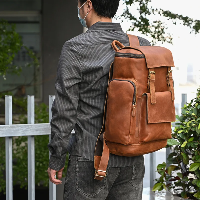 Men's Backpack, large Capacity leather Backpack, New Casual Travel Bag, luxurious Handbag, Fashionable Men's Bag, Shoulder Bag