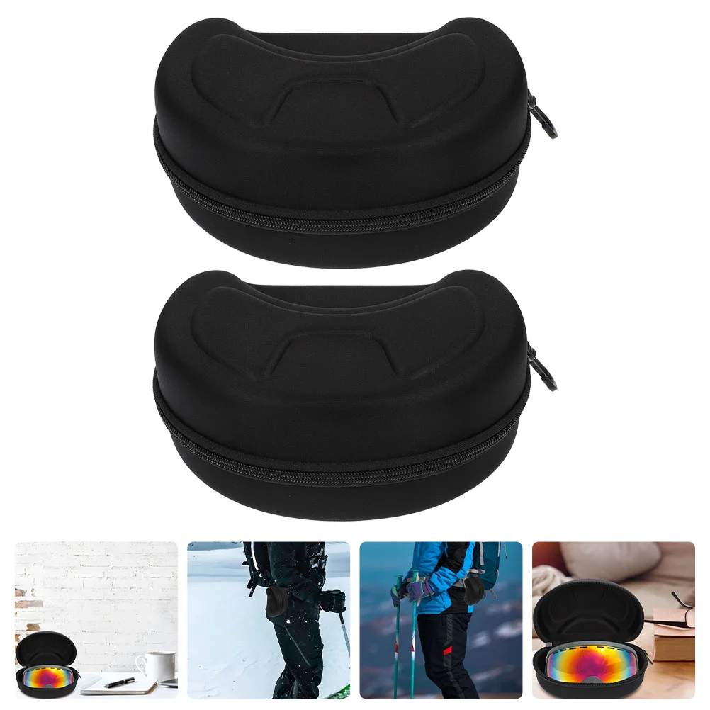 

2 PCS Large Size Motorcycle Goggles Bags EVA Sunglasses Storage Boxes Hard Case Black Waist Bumps Scratches